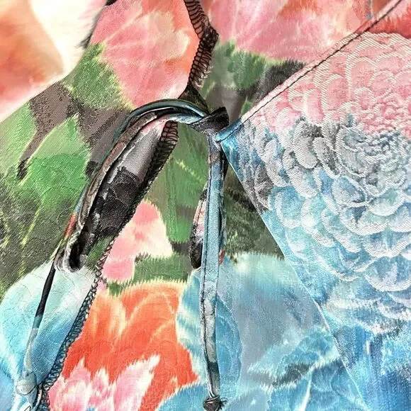 Bryn Walker Blouse Small Multi Floral Japanese Inspired Kimono 3/4 Sleeve Boho - Picture 7 of 10